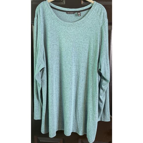 H by Halston 2X Blue‎ Super Soft Knit Long Sleeve Tunic With Faux Suede Back - Picture 1 of 10